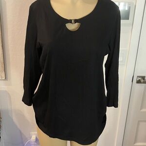 Karen Scott Black Keyhole Women's Blouse